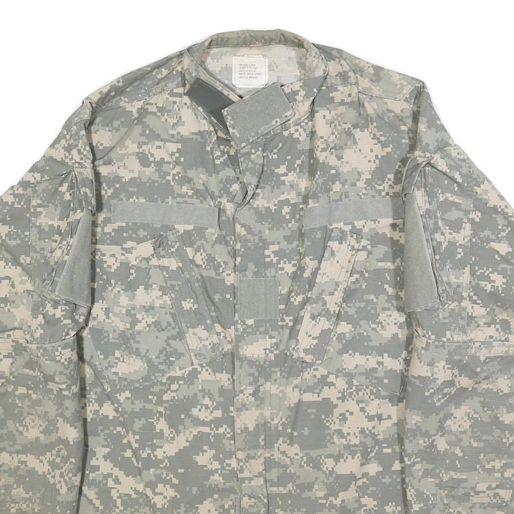 TULLAHOMA INDUSTRIES Mens Grey Camouflage Military Jacket M Cotton Blend Zip