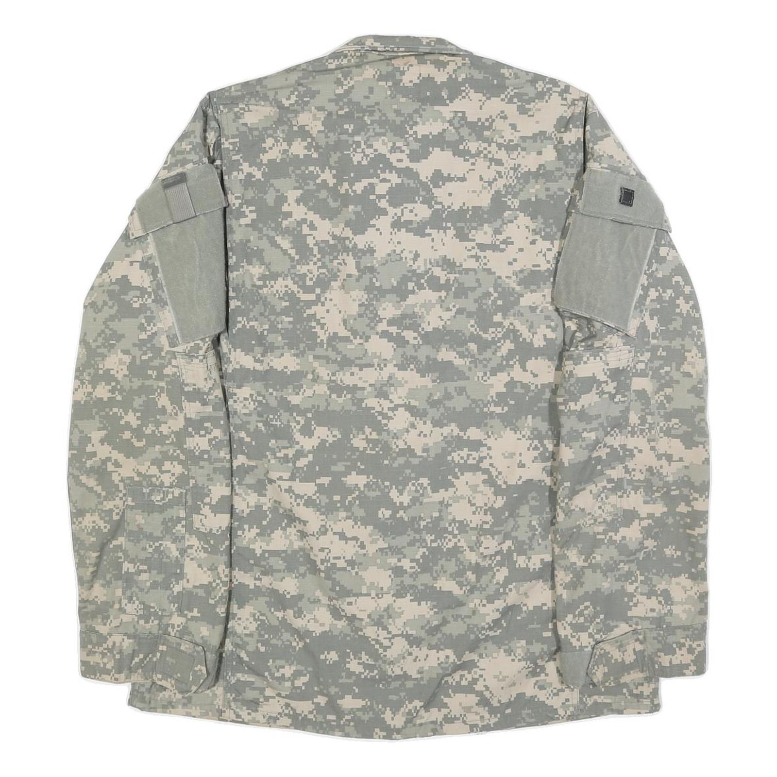 TULLAHOMA INDUSTRIES Mens Grey Camouflage Military Jacket M Cotton Blend Zip