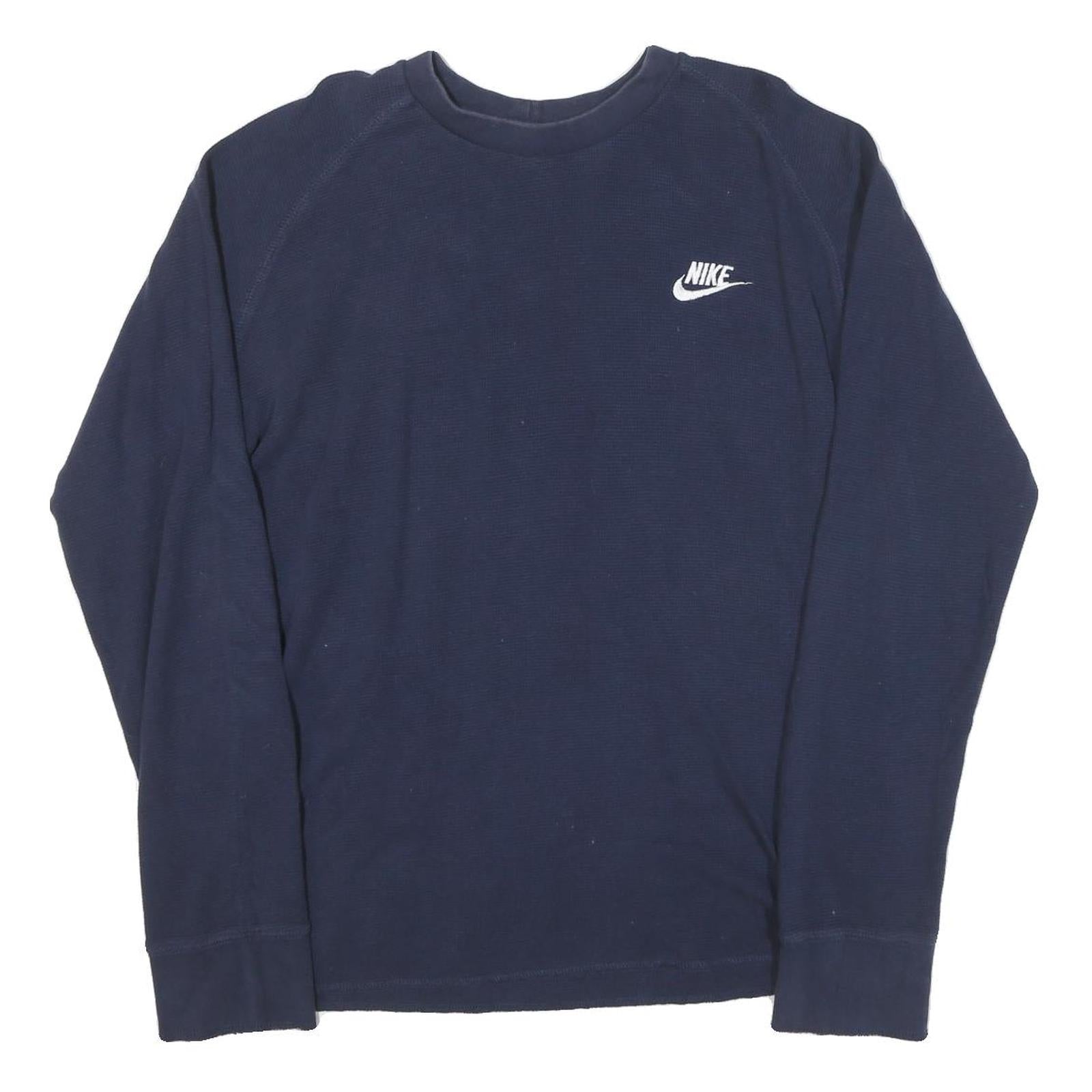 NIKE Mens Blue XL Long Sleeve Crew Neck Cotton Blend T-Shirt Casual Classic