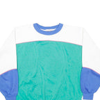 PREZZIA Womens Blue & Green Crew Neck M Cotton Blend Colour Block Sweatshirt