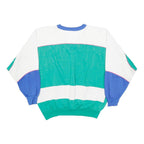 PREZZIA Womens Blue & Green Crew Neck M Cotton Blend Colour Block Sweatshirt
