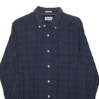 HILFIGER DENIM Mens Blue & Black Check Shirt M Button-Down Collar Long Sleeve