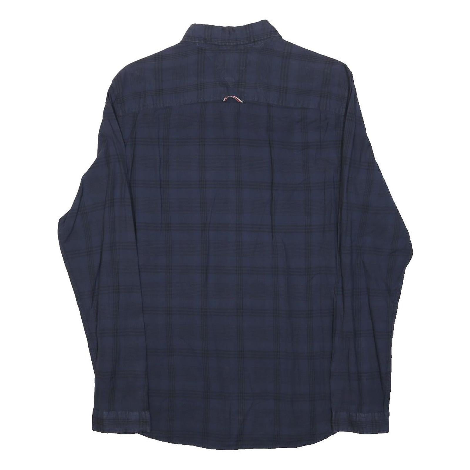 HILFIGER DENIM Mens Blue & Black Check Shirt M Button-Down Collar Long Sleeve