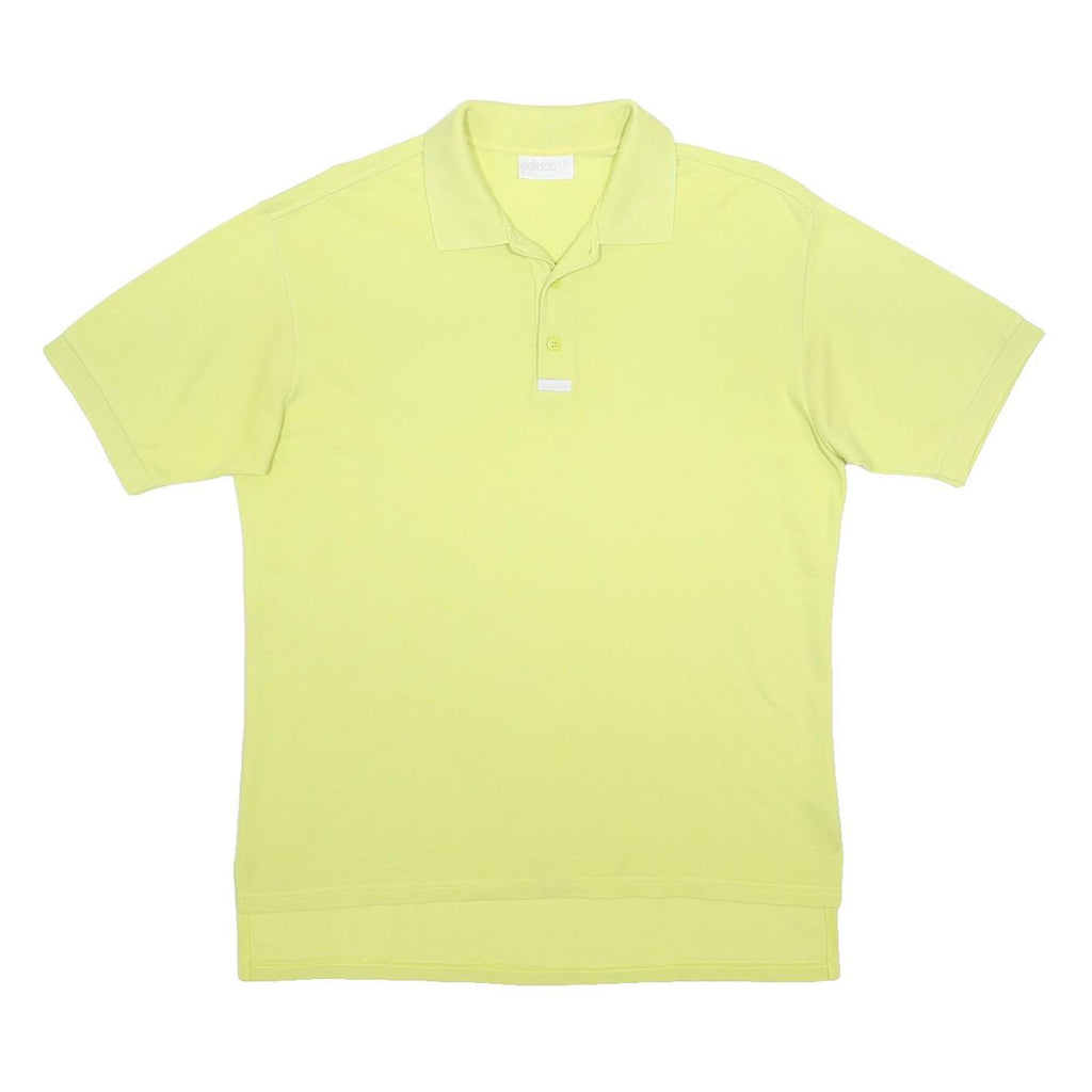 ADIDAS Mens Yellow Polo Shirt L Cotton Blend Short Sleeve Plain Basic