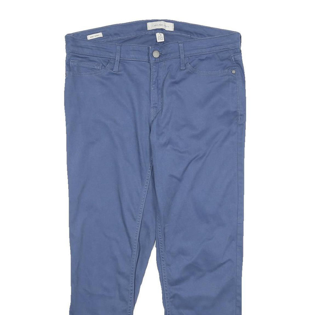 CALVIN KLEIN JEANS Womens Slim Blue Trousers W32 L27 Cotton Blend Zip Casual