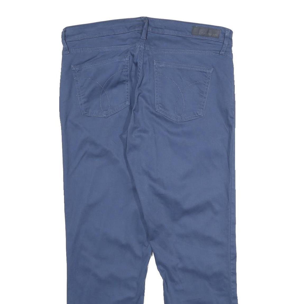 CALVIN KLEIN JEANS Womens Slim Blue Trousers W32 L27 Cotton Blend Zip Casual