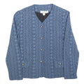 CHARMANT Womens Blue Cotton Blend Button Jacket UK 14 Textured Pattern Stylish