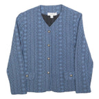 CHARMANT Womens Blue Cotton Blend Button Jacket UK 14 Textured Pattern Stylish