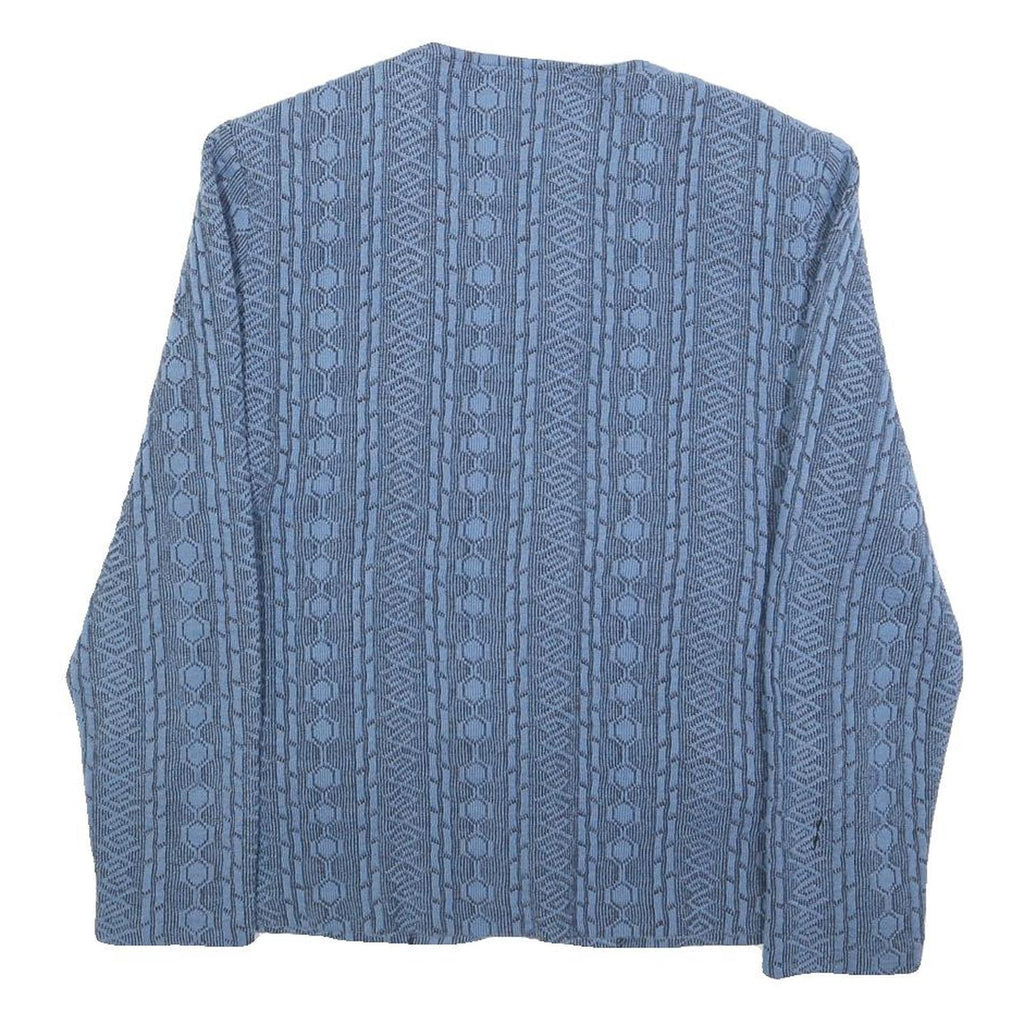 CHARMANT Womens Blue Cotton Blend Button Jacket UK 14 Textured Pattern Stylish