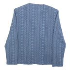 CHARMANT Womens Blue Cotton Blend Button Jacket UK 14 Textured Pattern Stylish