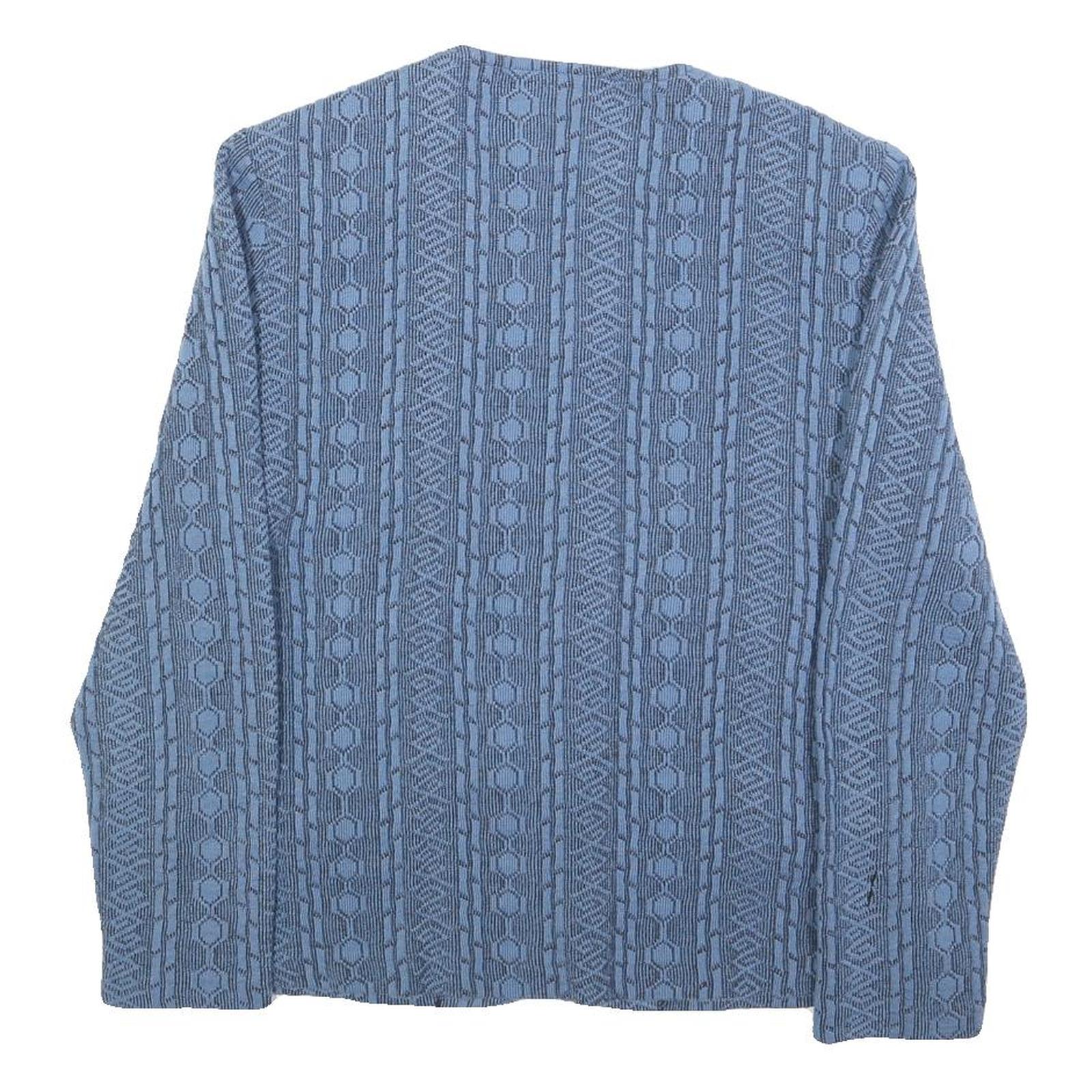 CHARMANT Womens Blue Cotton Blend Button Jacket UK 14 Textured Pattern Stylish