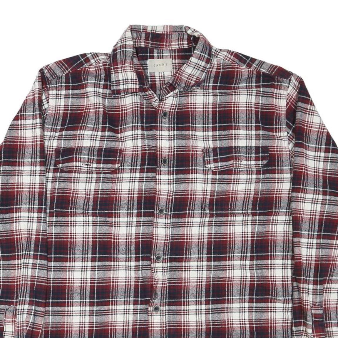 JACHS Mens Red White & Black Plaid Shirt XL Cotton Blend Button Casual