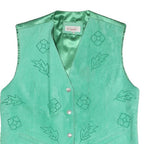 CITY LIFE Womens Green Embroidered Button Jacket M Polyester Blend Vest