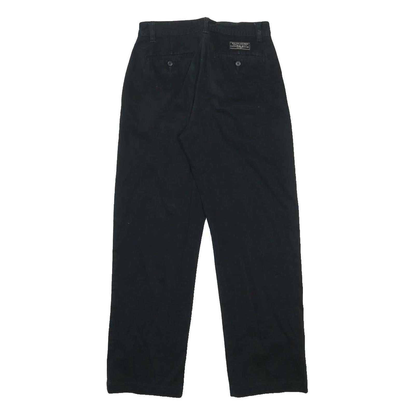 POLO RALPH LAUREN Boys Cotton Blend Black Regular Fit Straight Trousers W26 L27