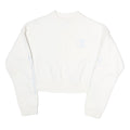 CHAMPION Womens White XS Crew Neck Sweatshirt Cotton Logo Print Cropped
