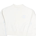 CHAMPION Womens White XS Crew Neck Sweatshirt Cotton Logo Print Cropped