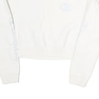 CHAMPION Womens White XS Crew Neck Sweatshirt Cotton Logo Print Cropped