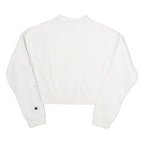 CHAMPION Womens White XS Crew Neck Sweatshirt Cotton Logo Print Cropped
