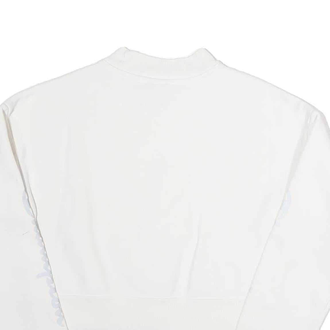 CHAMPION Womens White XS Crew Neck Sweatshirt Cotton Logo Print Cropped