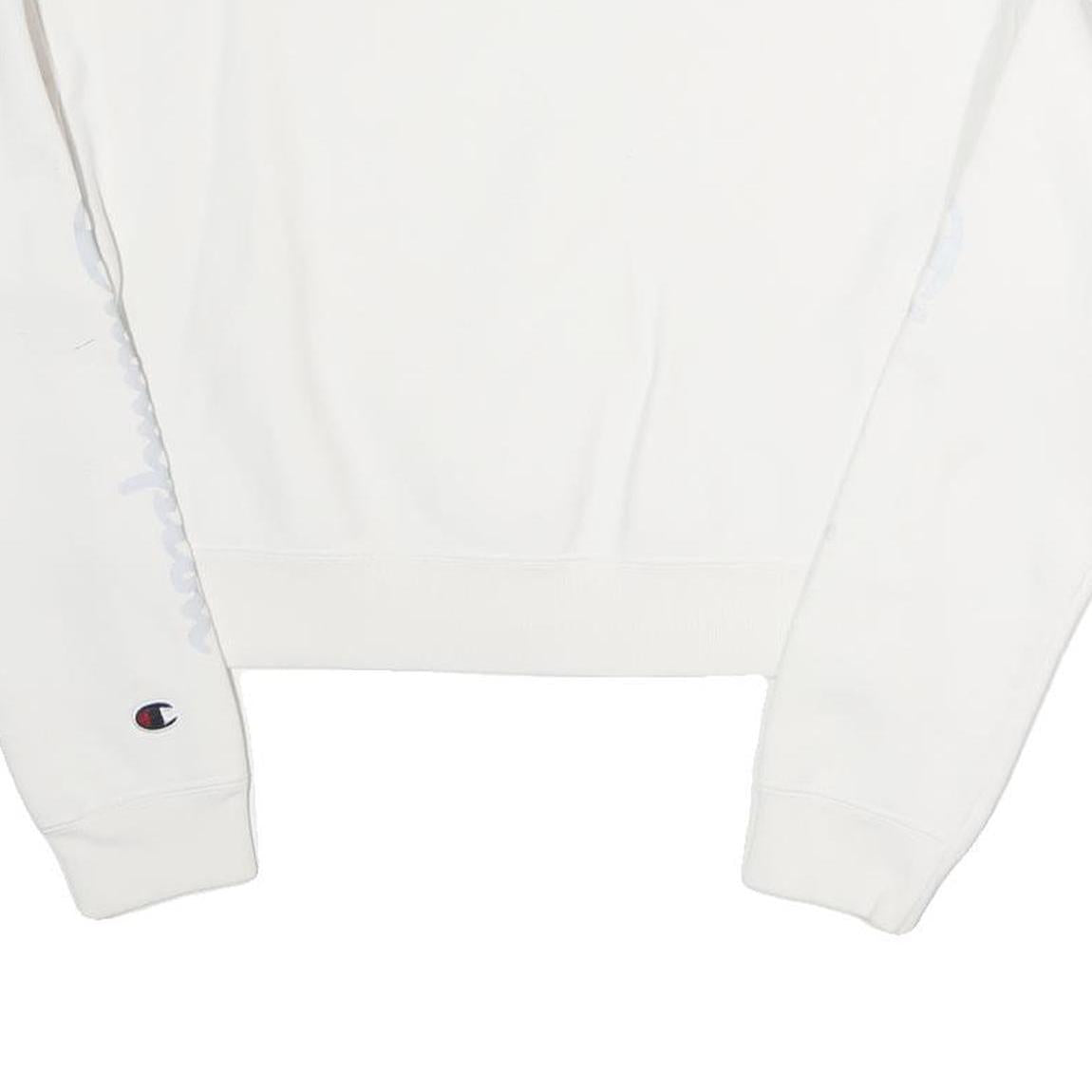 CHAMPION Womens White XS Crew Neck Sweatshirt Cotton Logo Print Cropped