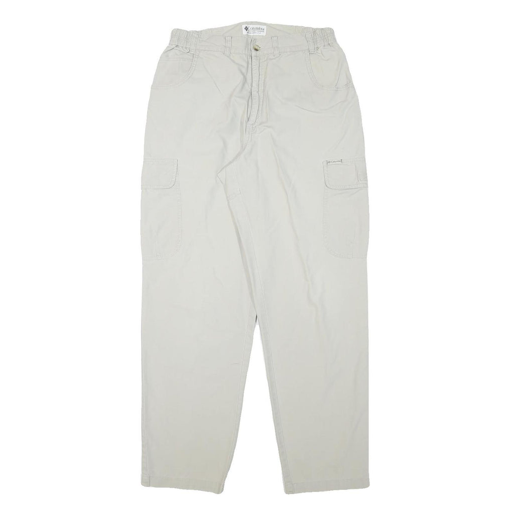 COLUMBIA Mens Relaxed Beige Cargo Zip Trousers W29 L30 Cotton Blend Casual