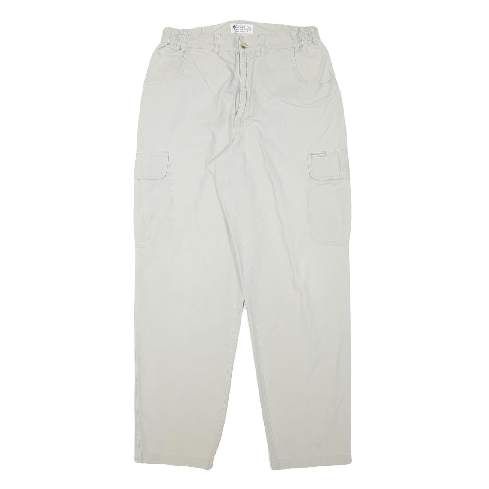 COLUMBIA Mens Relaxed Beige Cargo Zip Trousers W29 L30 Cotton Blend Casual