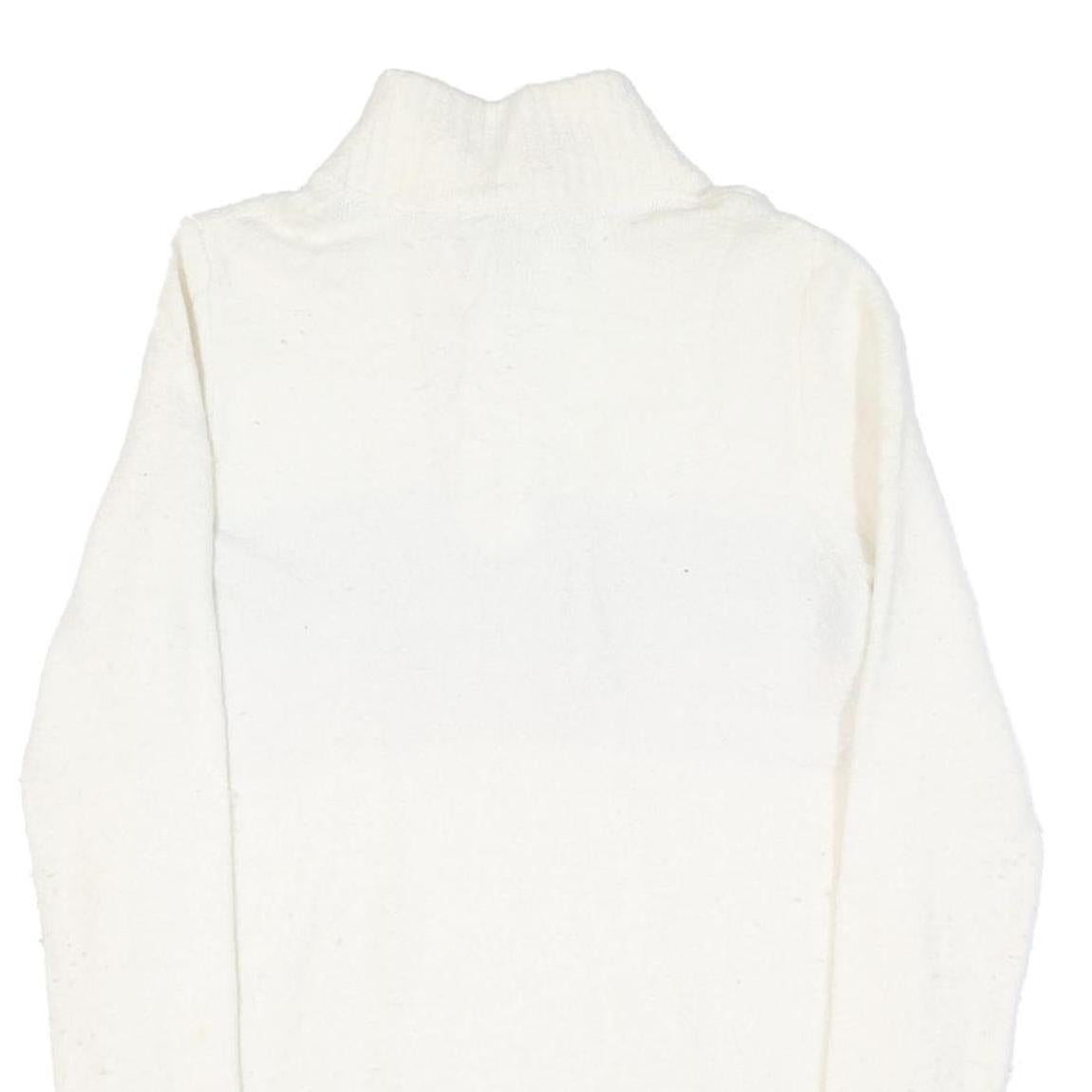 TOMMY HILFIGER Womens White & Red Wool Blend Patterned Jumper Half Zip Cable