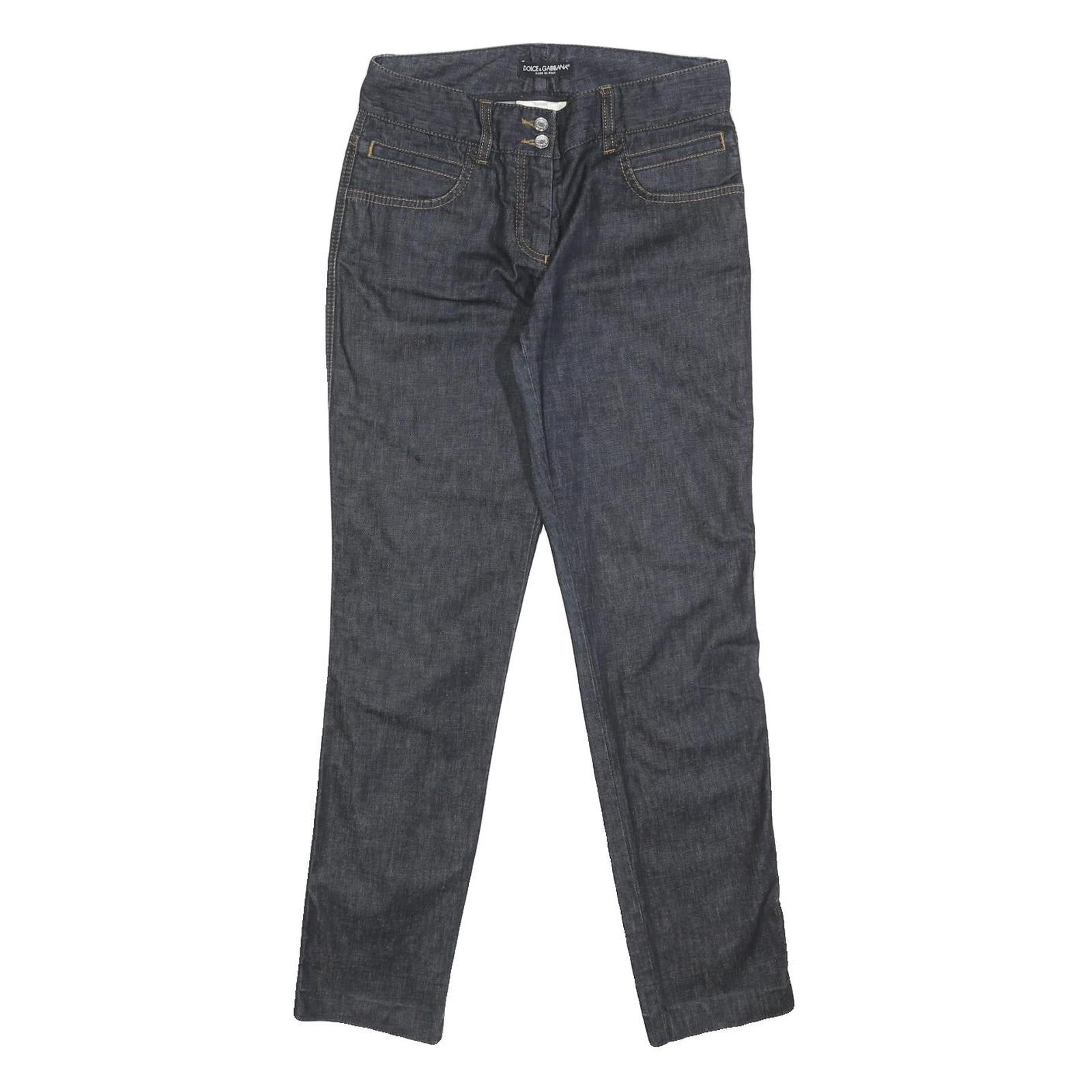 DOLCE & GABBANA Womens Slim Blue Denim Jeans W26 L29 Zip Pockets