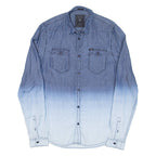 GUESS Mens Plain Shirt Blue Long Sleeve S