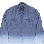 GUESS Mens Plain Shirt Blue Long Sleeve S