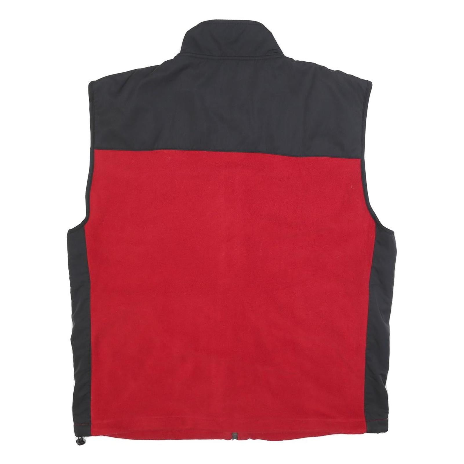 NAUTICA Mens Red & Black Zip Up Fleece Jacket 2XL Polyester Casual Outdoor Vest