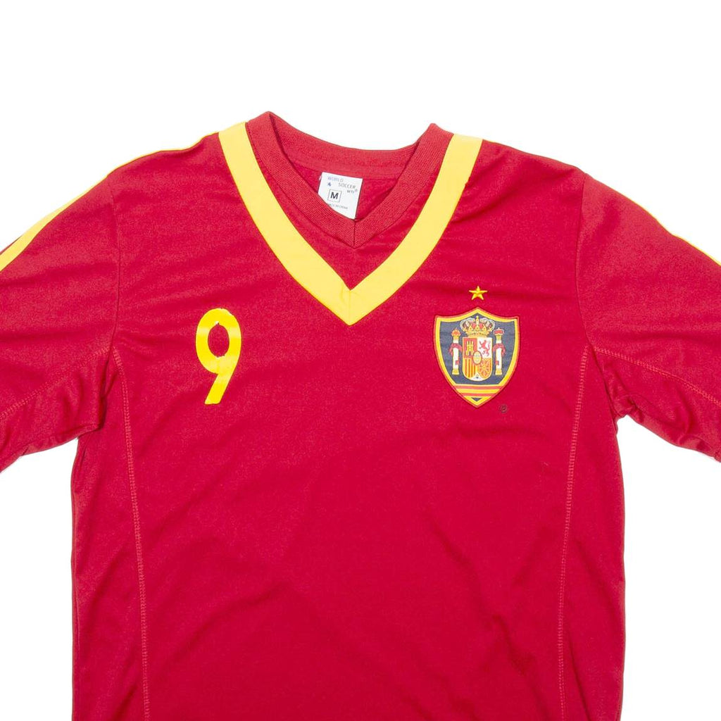 WORLD SOCCER Spain Mens Football Shirt Jersey Red V-Neck M
