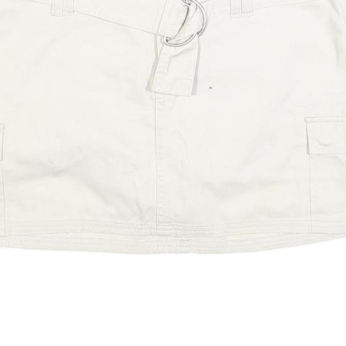 TOMMY HILFIGER Womens White Cotton Blend Mini Skirt Cargo Style M Belted