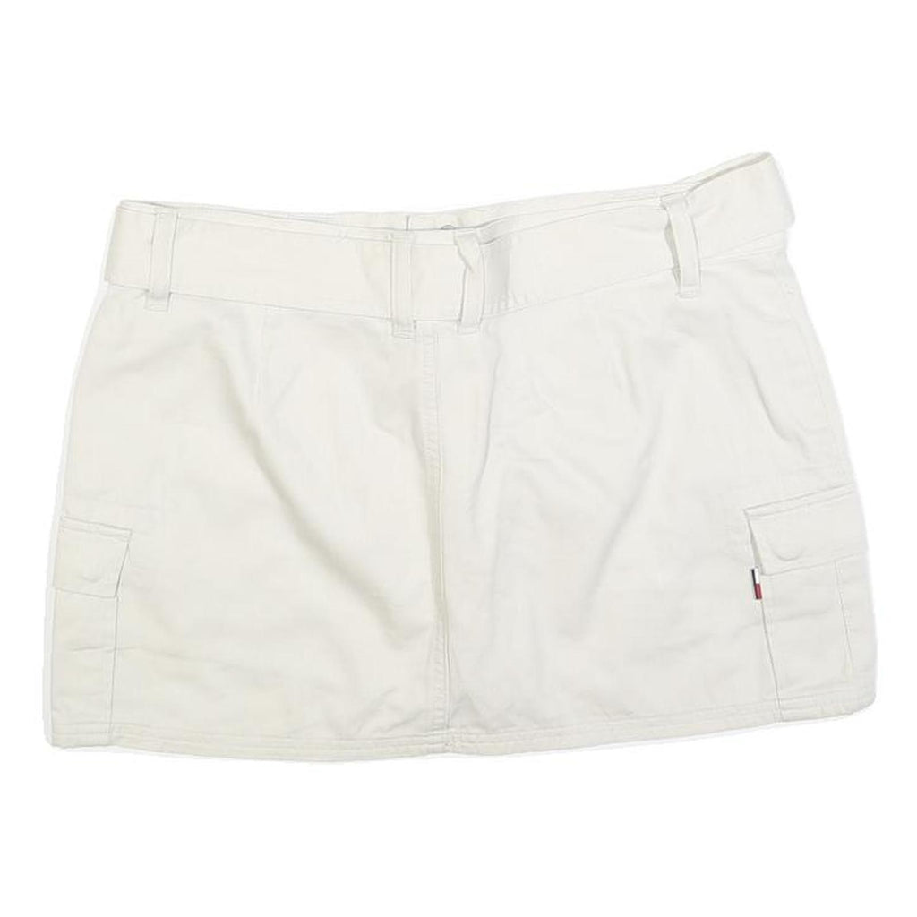 TOMMY HILFIGER Womens White Cotton Blend Mini Skirt Cargo Style M Belted