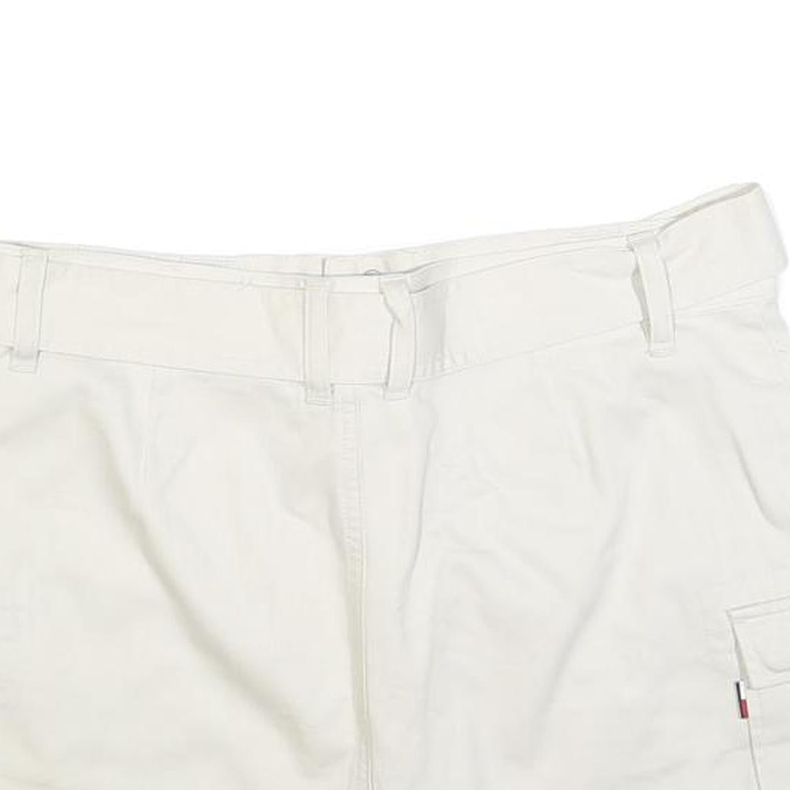 TOMMY HILFIGER Womens White Cotton Blend Mini Skirt Cargo Style M Belted