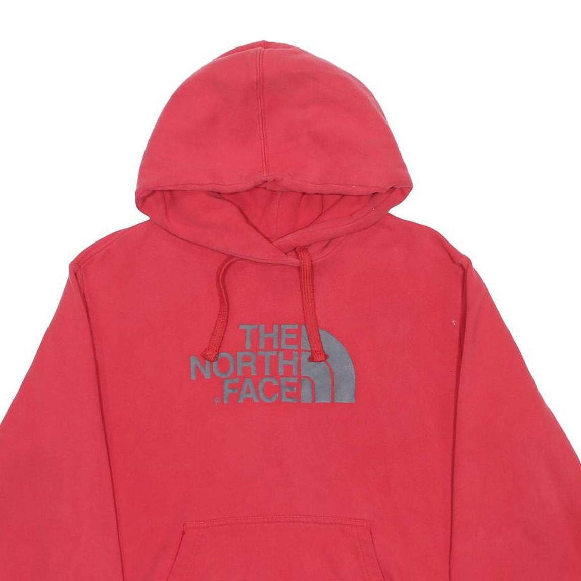 THE NORTH FACE Mens Red Pullover Hoodie L Cotton Blend Logo