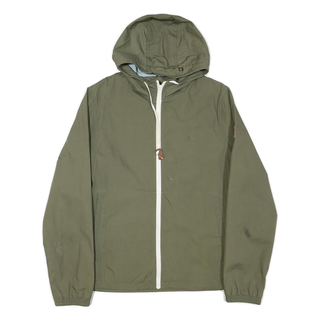 ELEMENT Mens Green Zip Up Hooded Jacket S Polyester Blend Plain Casual Outdoor