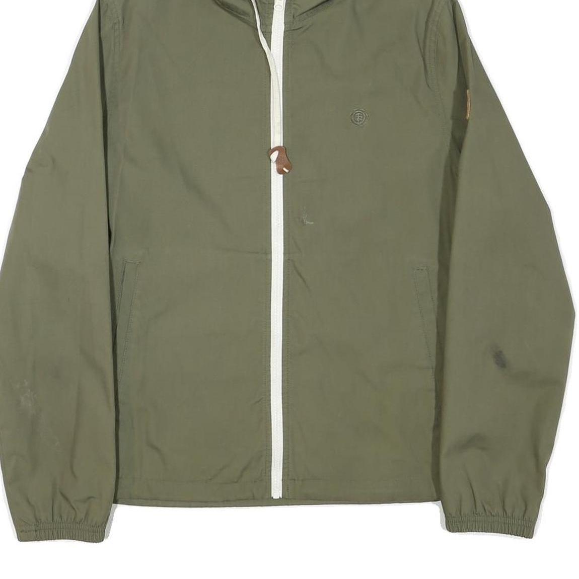 ELEMENT Mens Green Zip Up Hooded Jacket S Polyester Blend Plain Casual Outdoor