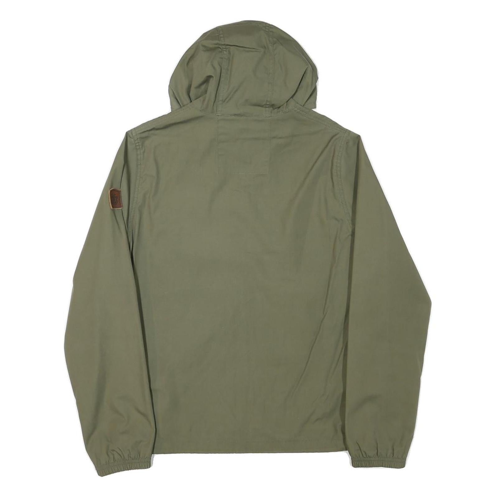 ELEMENT Mens Green Zip Up Hooded Jacket S Polyester Blend Plain Casual Outdoor