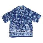 ROUTE 66 Surfing Mens Hawaiian Shirt Blue Floral M