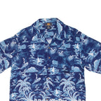 ROUTE 66 Surfing Mens Hawaiian Shirt Blue Floral M