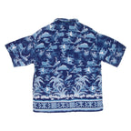 ROUTE 66 Surfing Mens Hawaiian Shirt Blue Floral M