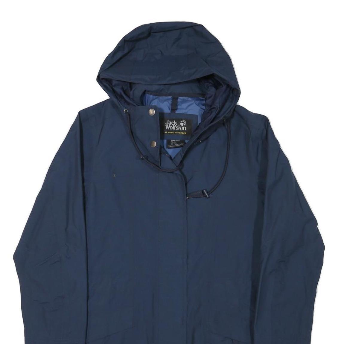 JACK WOLFSKIN Womens Blue Outdoor Jacket S Polyester Blend Zip Hooded Plain