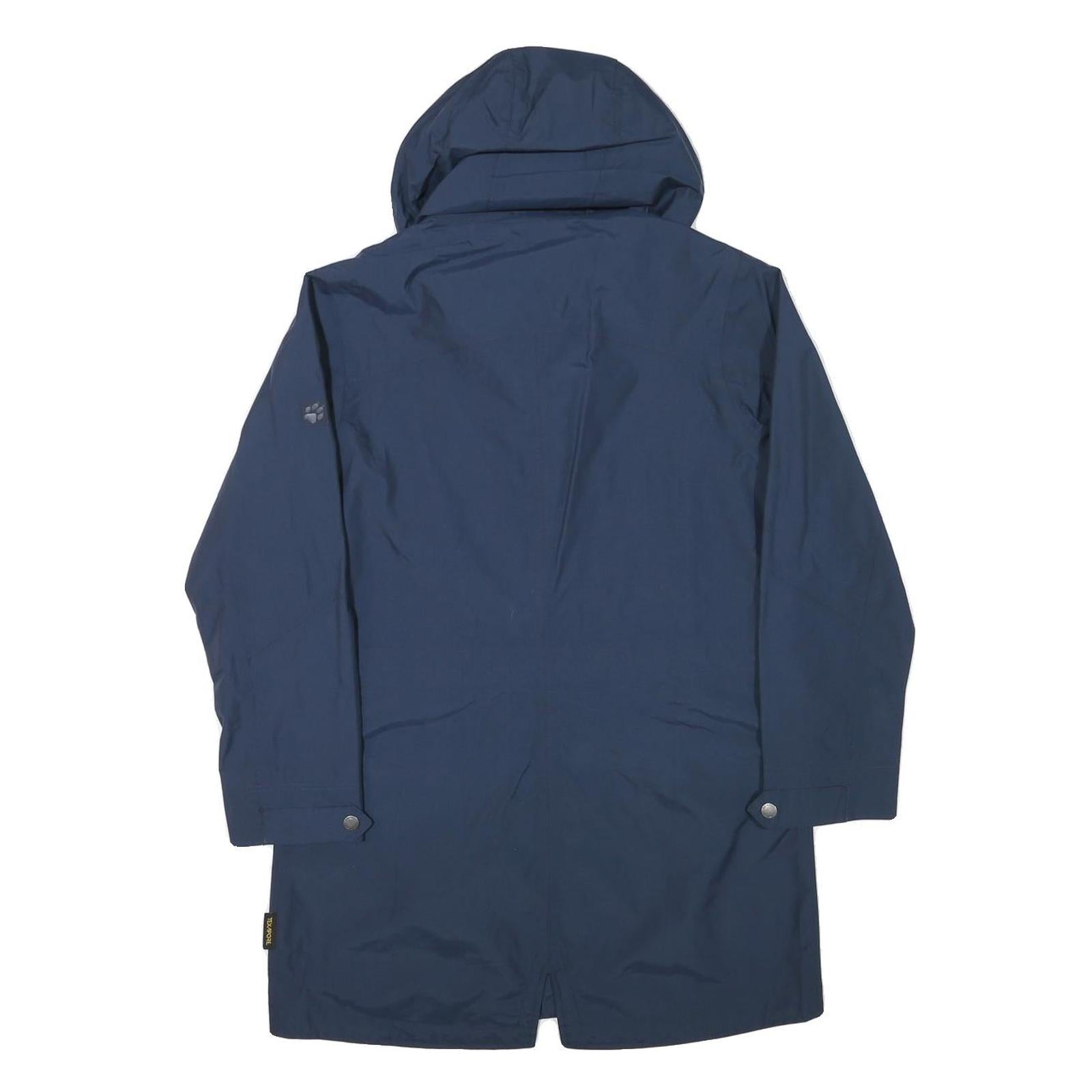 JACK WOLFSKIN Womens Blue Outdoor Jacket S Polyester Blend Zip Hooded Plain