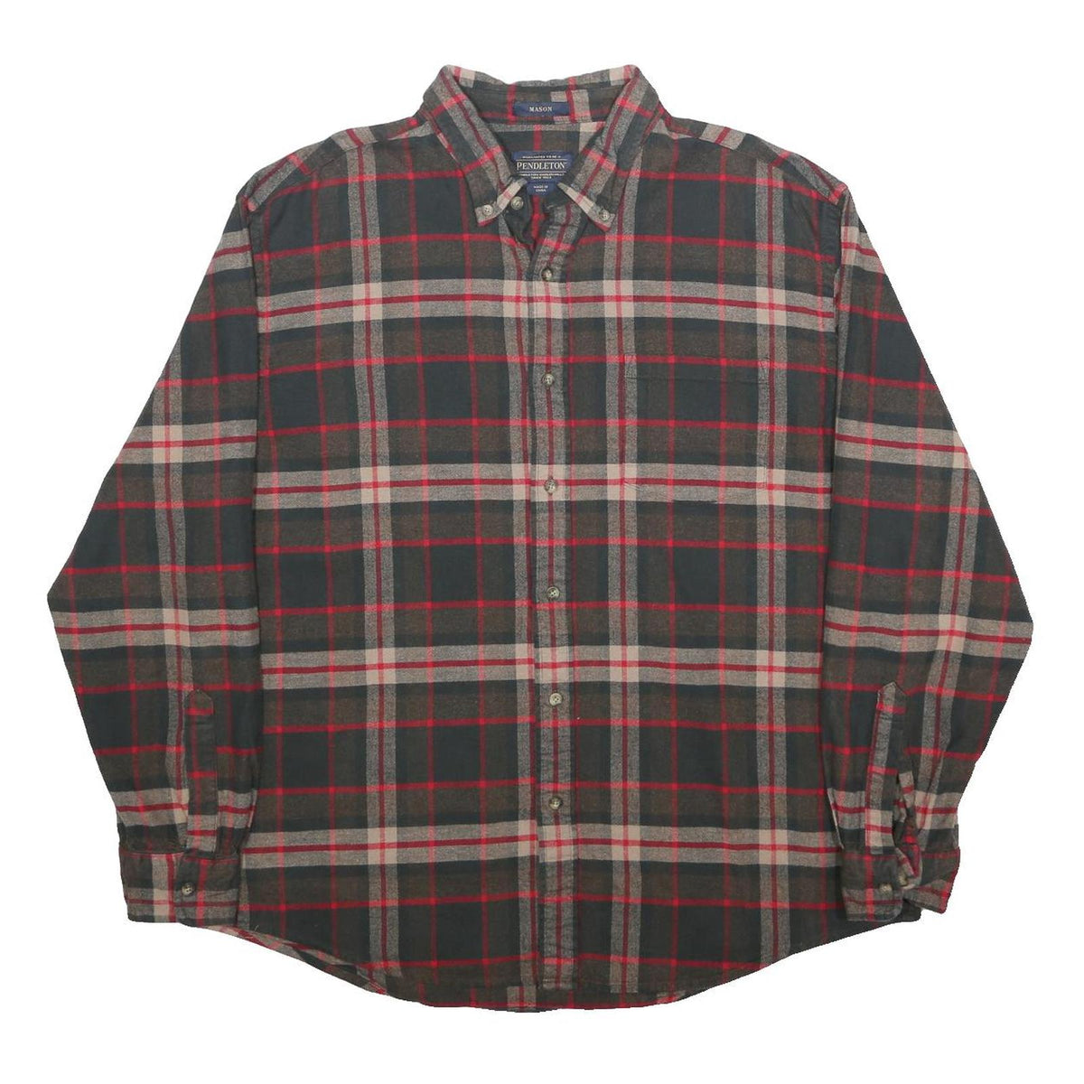 PENDLETON Mens Black & Red Check Shirt XL Cotton Classic Button-Down Long Sleeve