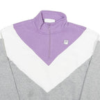 FILA Womens Purple & White & Grey Cotton Blend 1/4 Zip S Sweatshirt Pullover