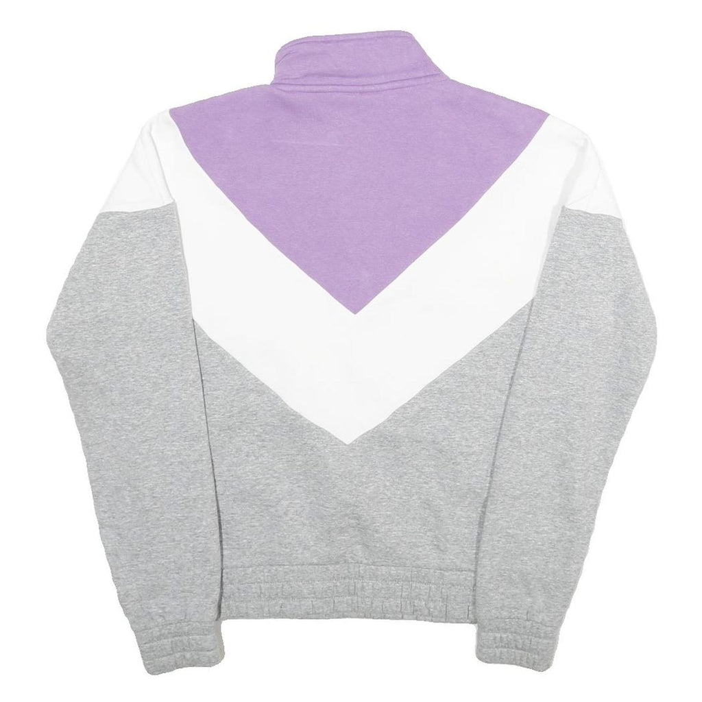 FILA Womens Purple & White & Grey Cotton Blend 1/4 Zip S Sweatshirt Pullover