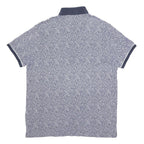 TOMMY HILFIGER Mens Blue White Floral Short Sleeve Polo Shirt L Cotton Casual