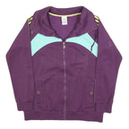 ADIDAS Womens Purple & Light Blue Track Jacket UK 16 Polyester Zip Athletic