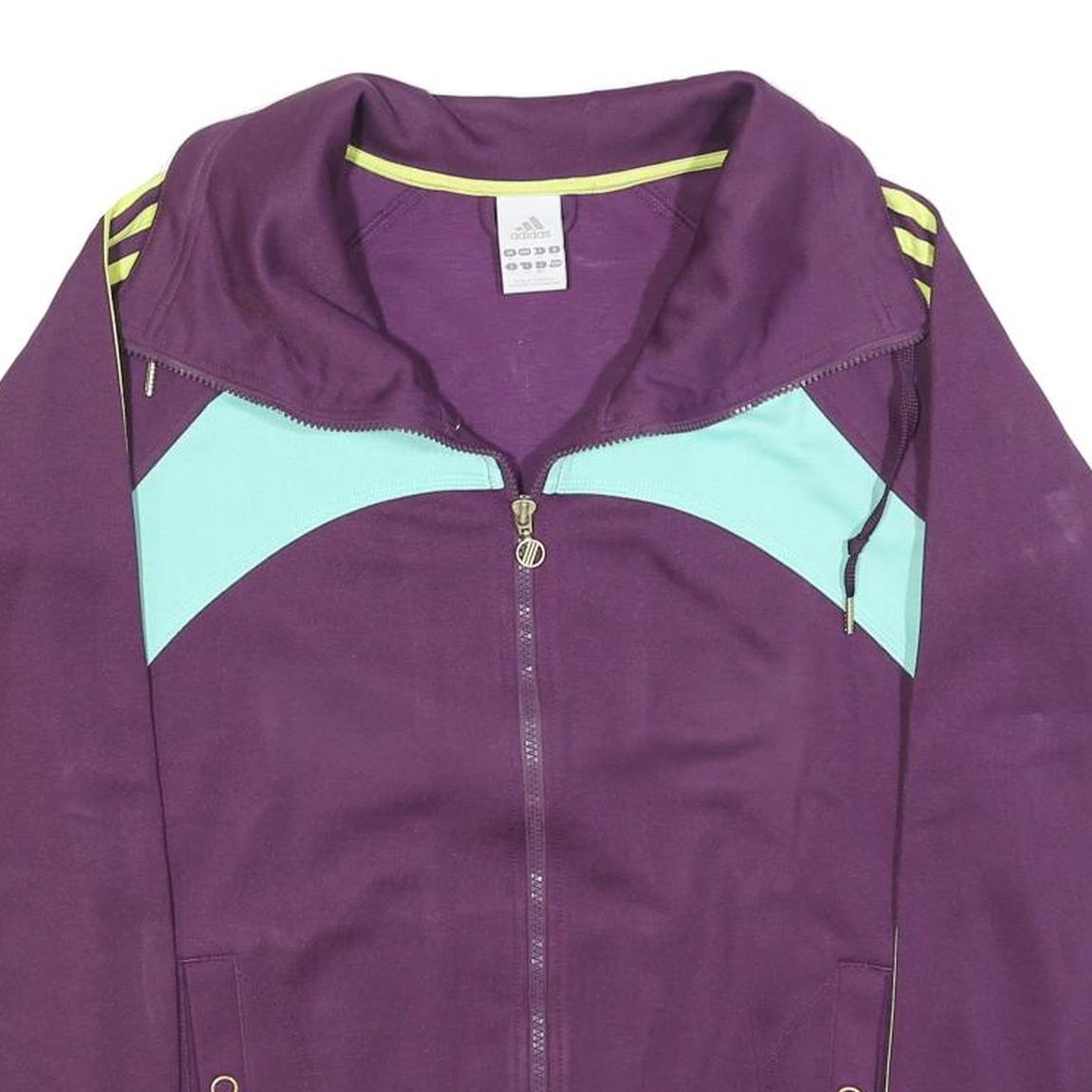 ADIDAS Womens Purple & Light Blue Track Jacket UK 16 Polyester Zip Athletic